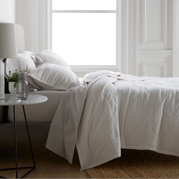 NWOT QUINCE Organic Cotton Stripe Stitch Quilt Set Twin White 3765 - Picture 4 of 9